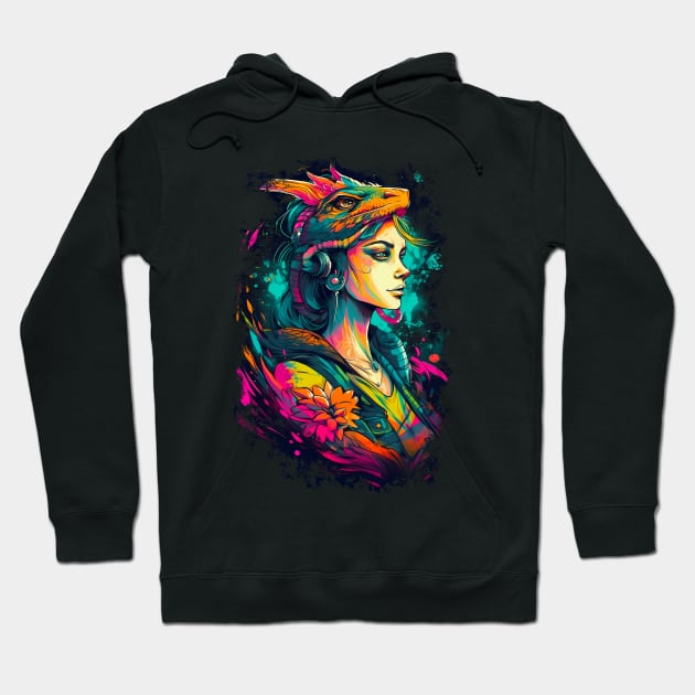 The Girl with the Dragon Headphones Hoodie by NemfisArt